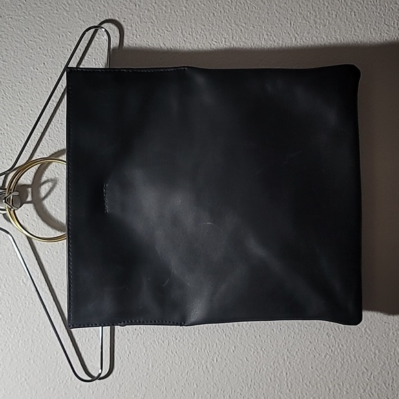 PARKER CLAY NYLA BLACK LEATHER BRASS CLUTCH CARRYALL PURSE FOLDOVER HANDBAG OSFM - Picture 4 of 13